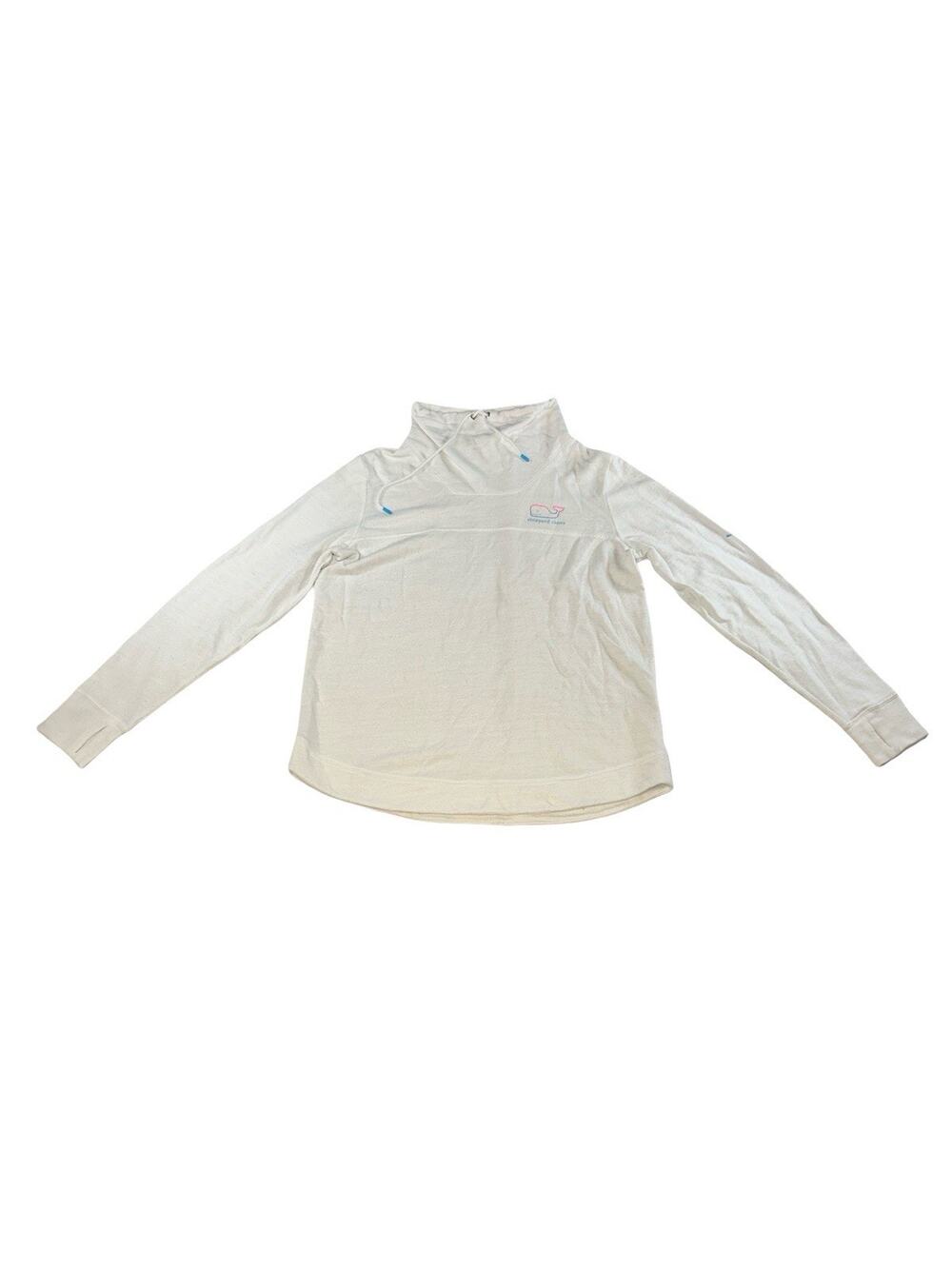 Vineyard Vines Women’s Medium White Funnel Neck Sweatshirt Graphic Cracking